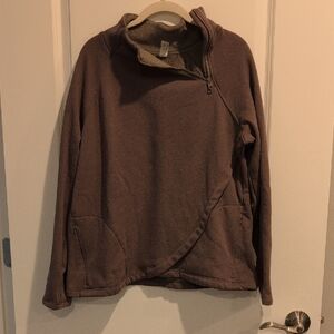 90 Degree By Reflex Brown Quarter-Zip Fleece Pullover